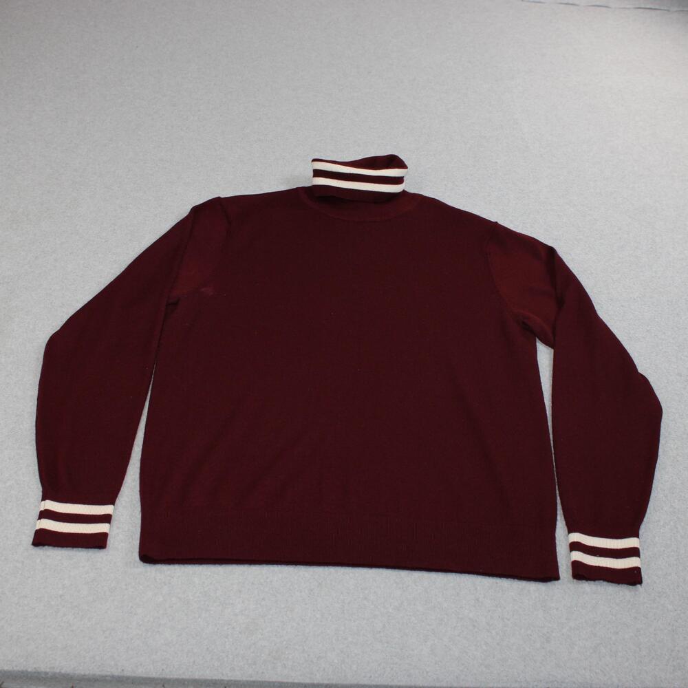 Todd Snyder Merino Wool Sweater Men Medium Red Turtleneck Stripe Heritage READ